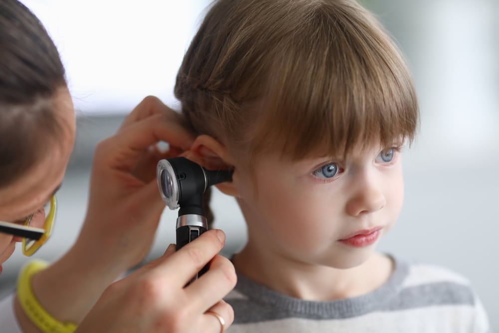Otorhinolaryngologist,Examines,Little,Girl's,Ear,With,Otoscope.,Adenoiditis,As,Cause Ear Infections Arlington VA
